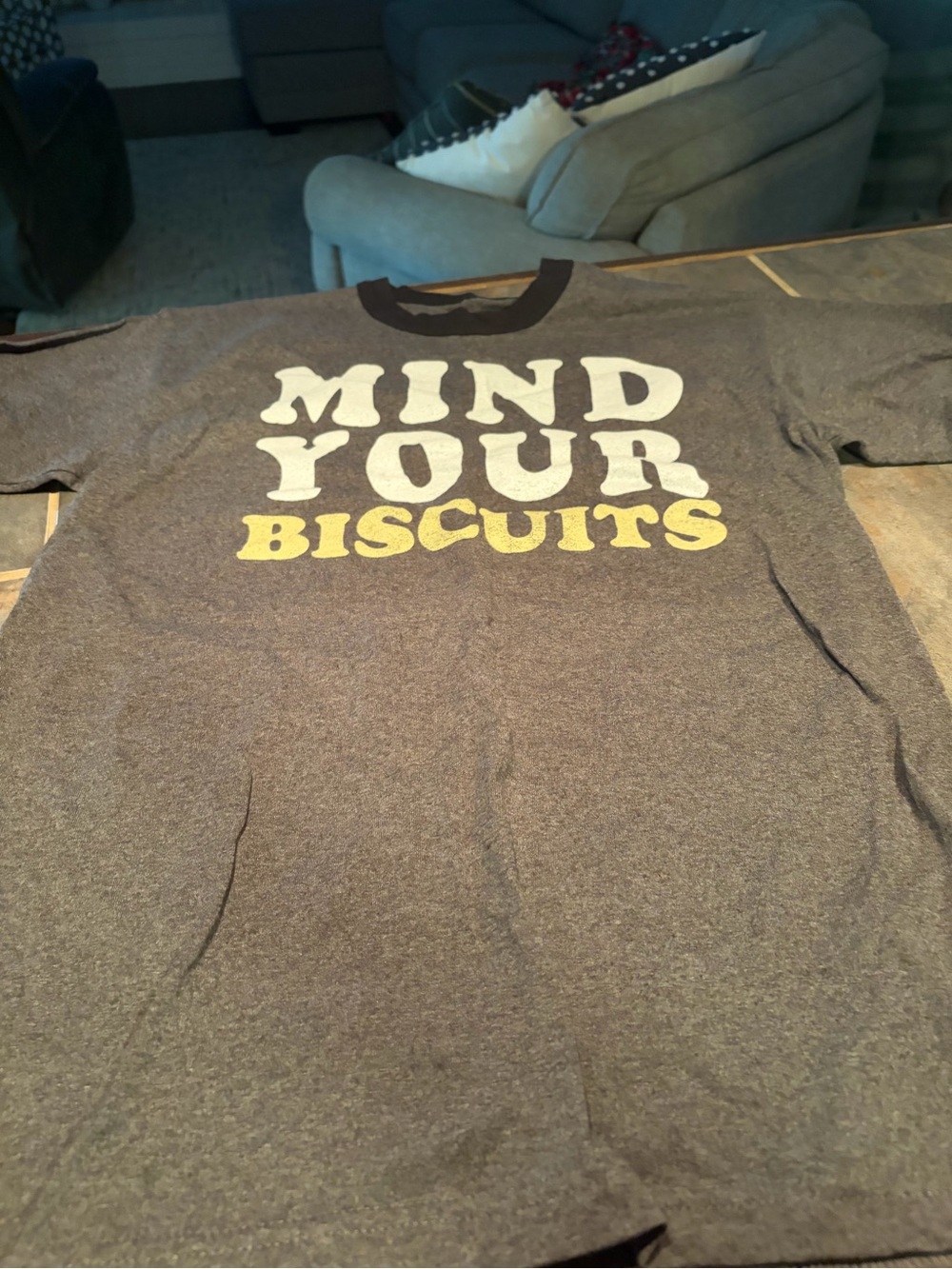Women’s Gray Paula Dean Mind Your Biscuits' Short Sleeve Graphic Tee- Lg